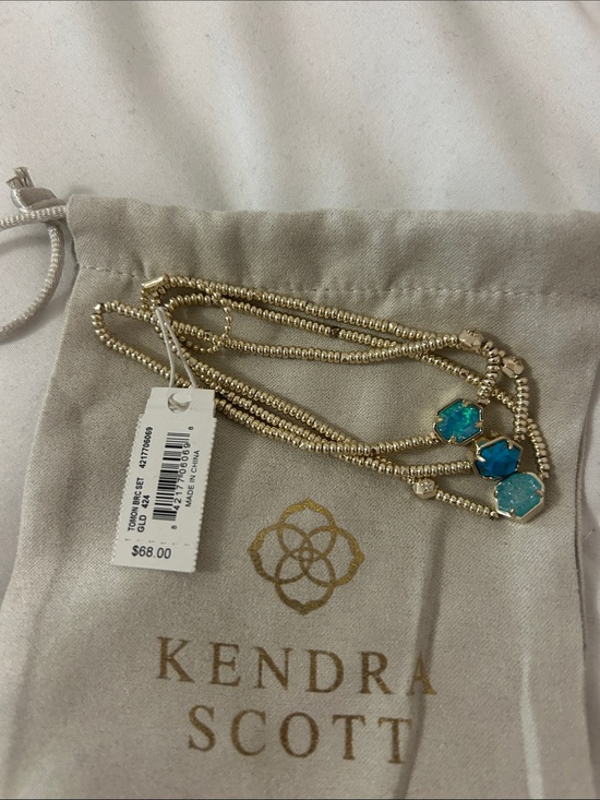 Kendra Scott Jewelry - Kendra Scott Towson Bracelet Set Gold Blue Drusy Multi Strand